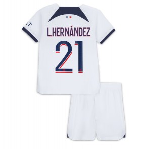 Paris Saint-Germain Lucas Hernandez #21 Udebanesæt Børn 2023-24 Kort ærmer (+ korte bukser)